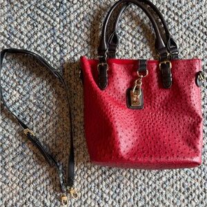 New Liz Soto large Red croc print  2 in 1 purse